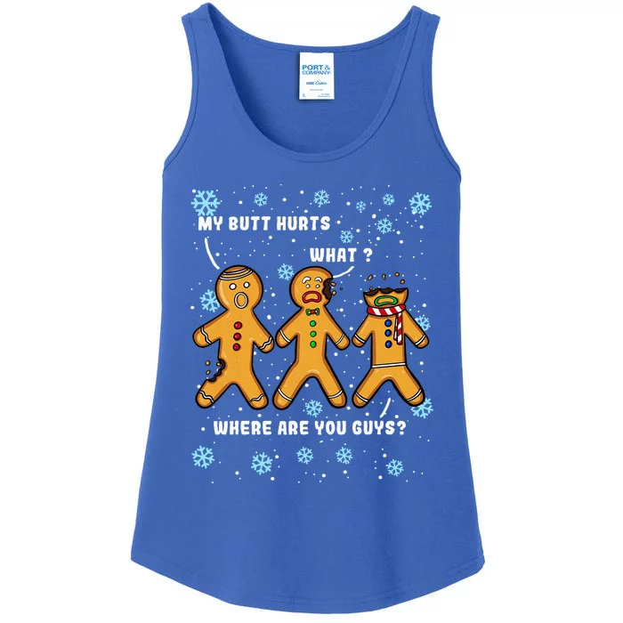 Gingerbread Man Cookie My Butt Hurts Funny Christmas Ladies Essential Tank