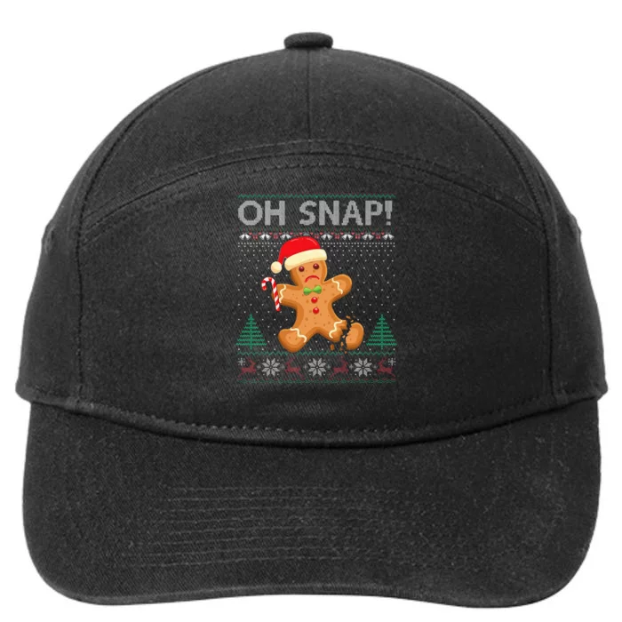 Gingerbread Man Cookie Ugly Sweater Oh Snap Christmas 7-Panel Snapback Hat