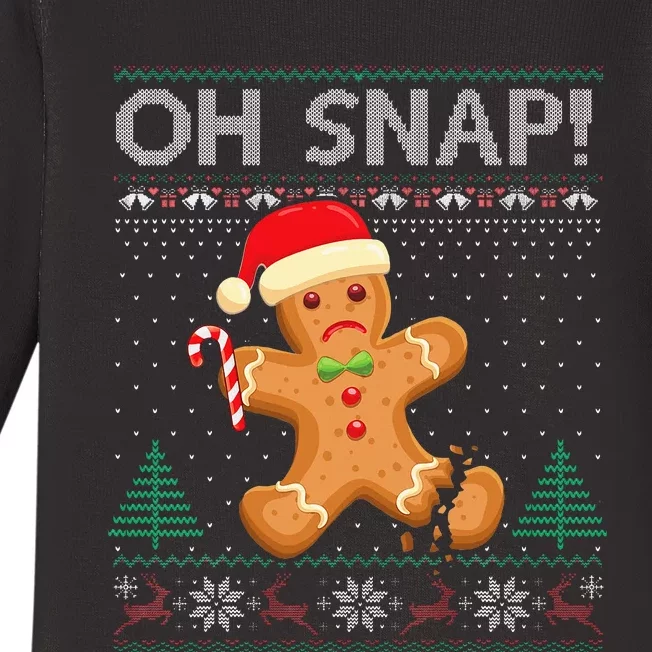 Gingerbread Man Cookie Ugly Sweater Oh Snap Christmas Baby Long Sleeve Bodysuit