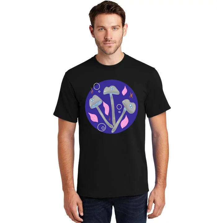 Grey Mushrooms Clipart Illustration Tall T-Shirt