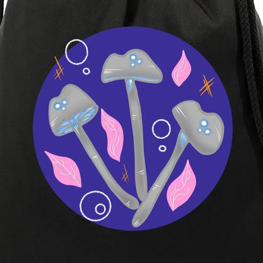 Grey Mushrooms Clipart Illustration Drawstring Bag