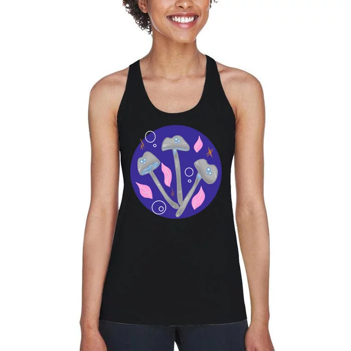 Grey Mushrooms Clipart Illustration Women's Racerback Tank