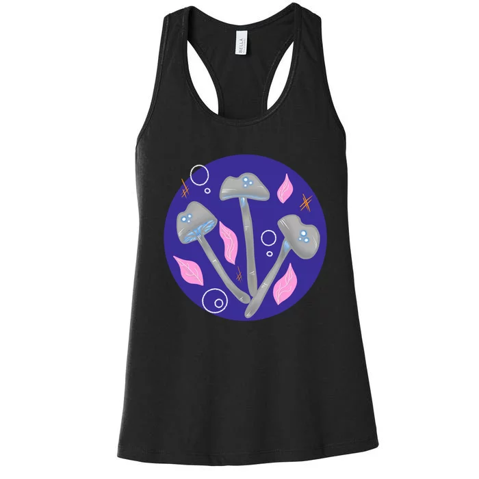 Grey Mushrooms Clipart Illustration Women's Racerback Tank