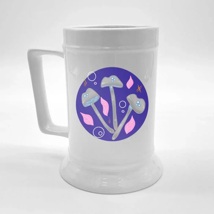 Grey Mushrooms Clipart Illustration Front & Back Beer Stein