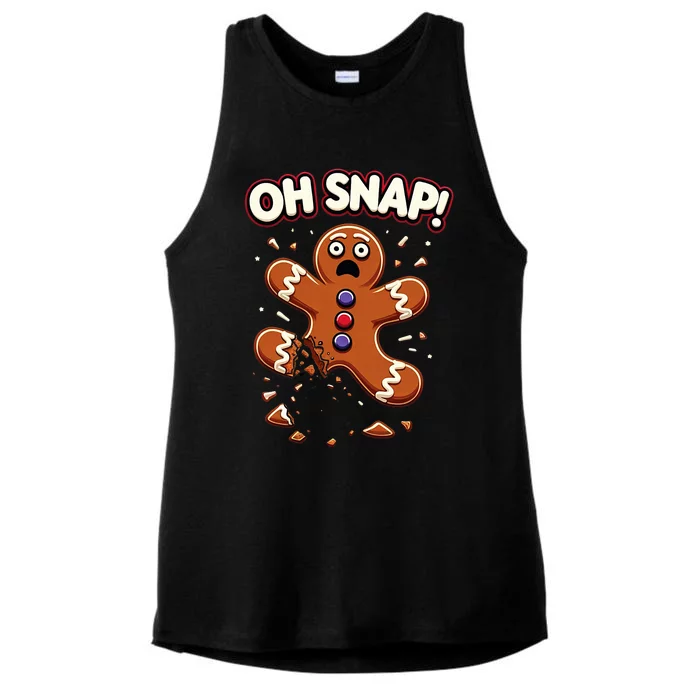 Gingerbread Man Cookie Oh Snap Funny Christmas Ladies Tri-Blend Wicking Tank