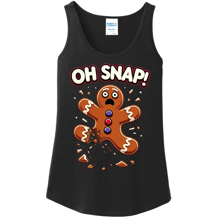 Gingerbread Man Cookie Oh Snap Funny Christmas Ladies Essential Tank