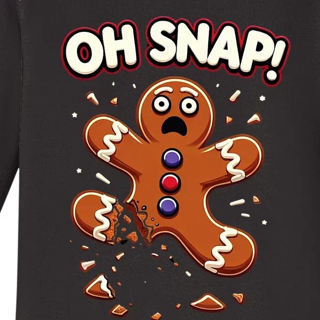 Gingerbread Man Cookie Oh Snap Funny Christmas Baby Long Sleeve Bodysuit