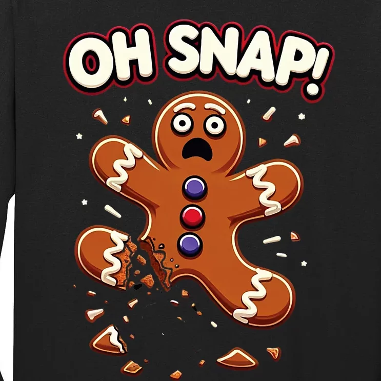 Gingerbread Man Cookie Oh Snap Funny Christmas Tall Long Sleeve T-Shirt