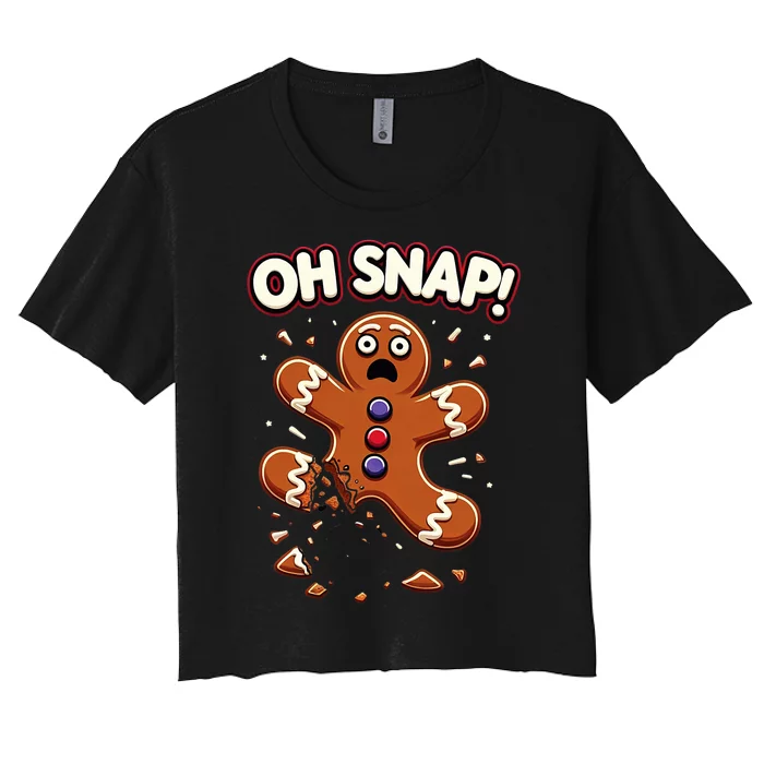 Gingerbread Man Cookie Oh Snap Funny Christmas Women's Crop Top Tee