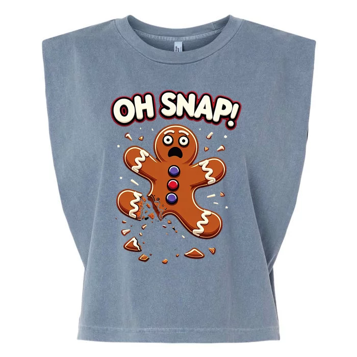 Gingerbread Man Cookie Oh Snap Funny Christmas Garment-Dyed Women's Muscle Tee