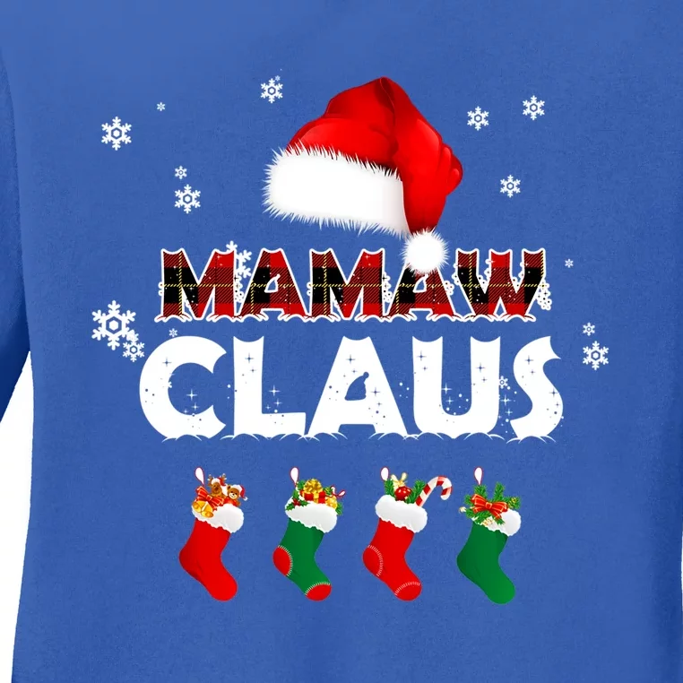 Grandma Mamaw Claus Santa Hat Funny Christmas Pajama Gift Ladies Long Sleeve Shirt