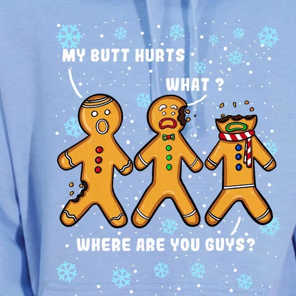 Gingerbread Man Cookie My Butt Hurts Funny Christmas Unisex Surf Hoodie