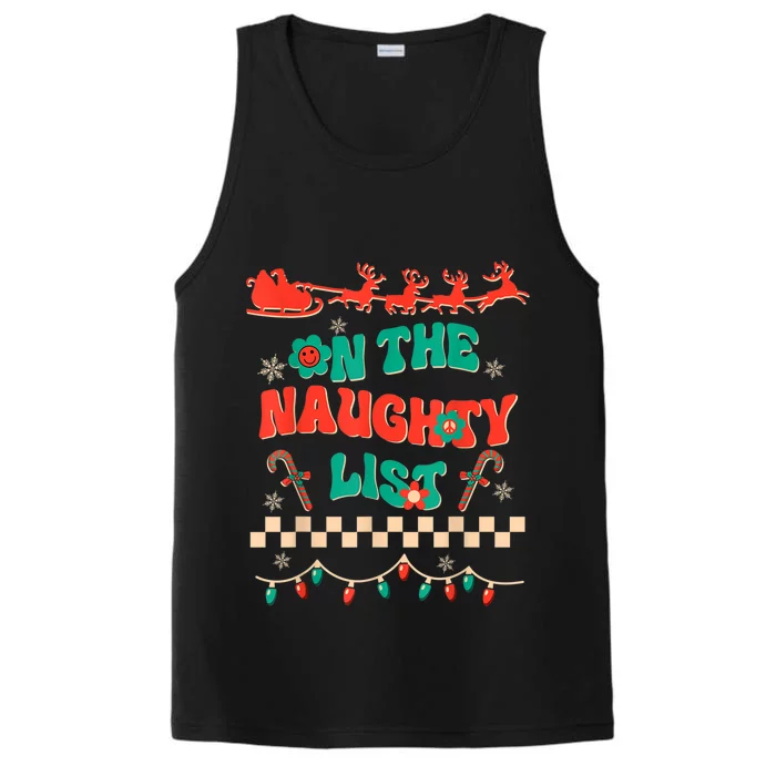 Groovy Merry Christmas Hippie On The Naughty List Xmas Santa Gift Performance Tank