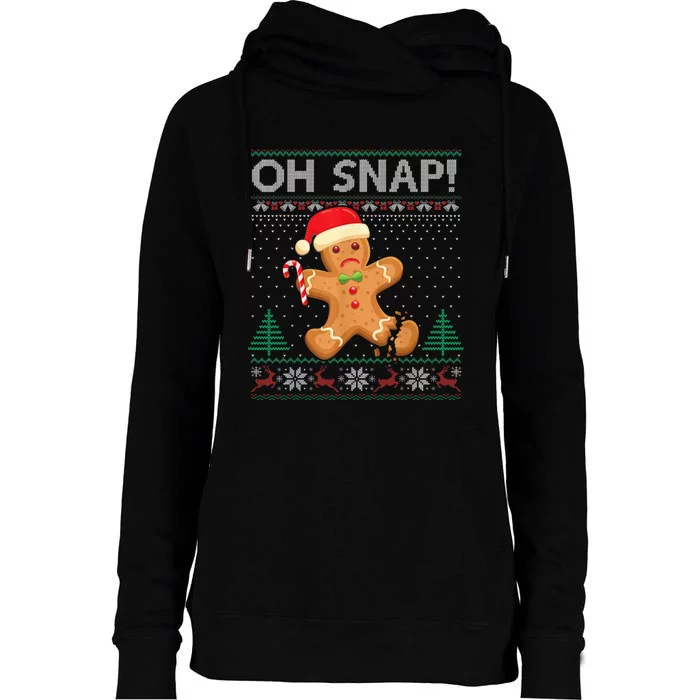 Gingerbread Man Cookie Ugly Sweater Oh Snap Christmas Womens Funnel Neck Pullover Hood