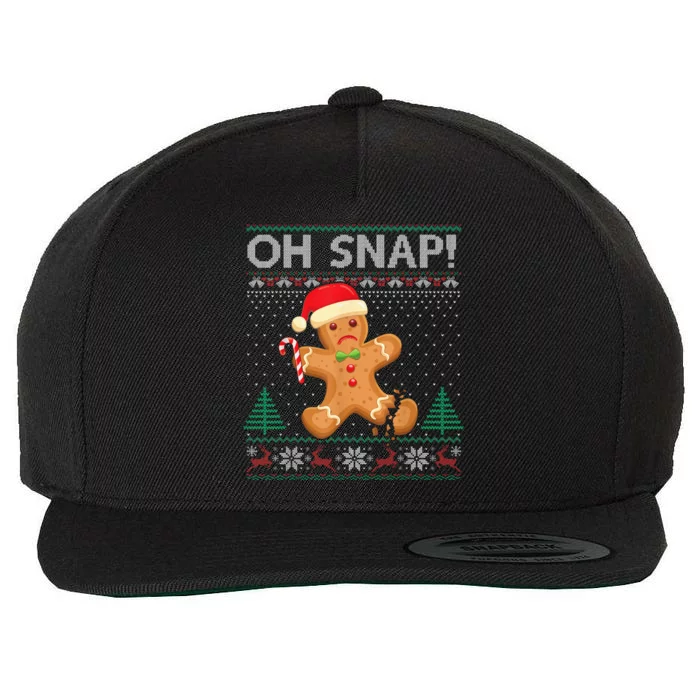 Gingerbread Man Cookie Ugly Sweater Oh Snap Christmas Wool Snapback Cap