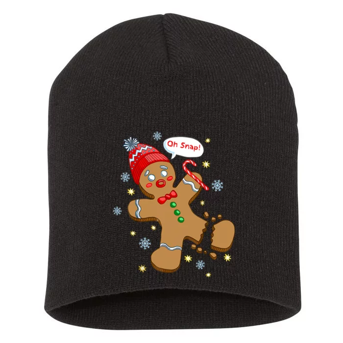 Gingerbread Man Cookie Xmas Oh Snap Funny Cute Christmas Short Acrylic Beanie