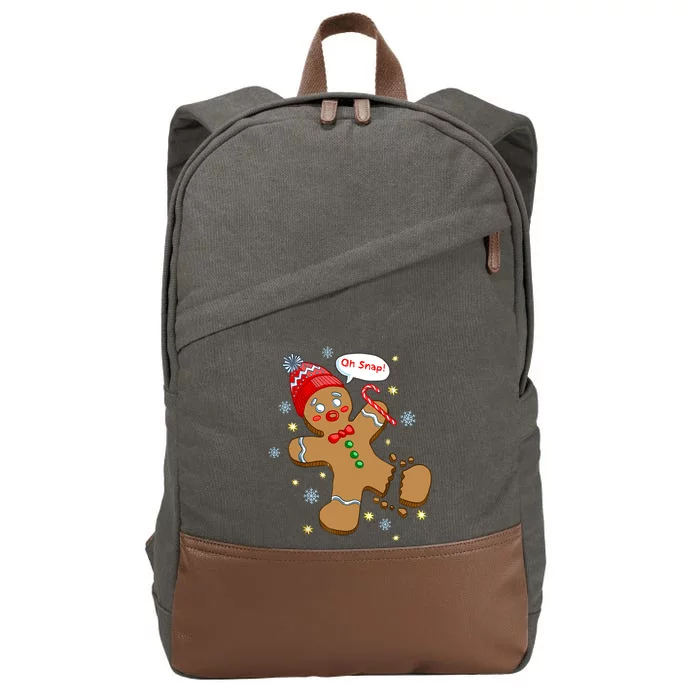 Gingerbread Man Cookie Xmas Oh Snap Funny Cute Christmas Cotton Canvas Backpack