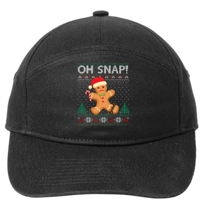 Gingerbread Man Cookie Ugly Sweater Oh Snap Christmas 7-Panel Snapback Hat