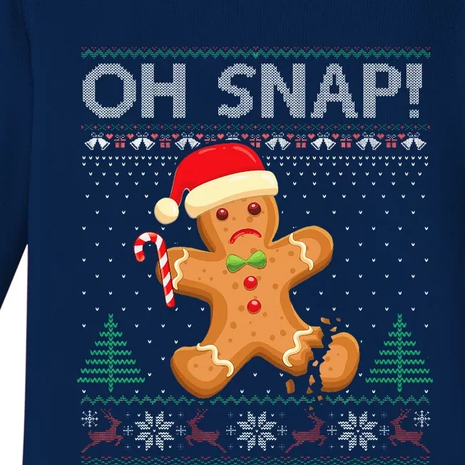 Gingerbread Man Cookie Ugly Sweater Oh Snap Christmas Baby Long Sleeve Bodysuit