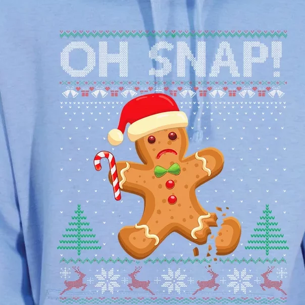 Gingerbread Man Cookie Ugly Sweater Oh Snap Christmas Unisex Surf Hoodie