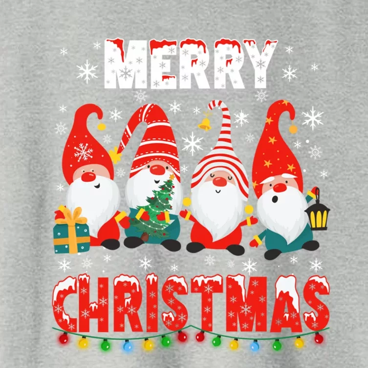 Gnomes Merry Christmas Light Matching Family Cute Gnomes Pjs Gift Women's Crop Top Tee