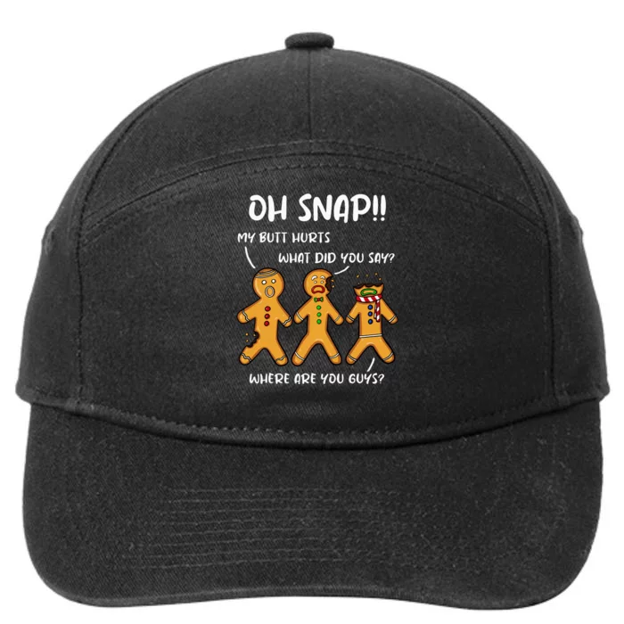 Gingerbread Man Cookie Oh Snap Christmas Funny 7-Panel Snapback Hat