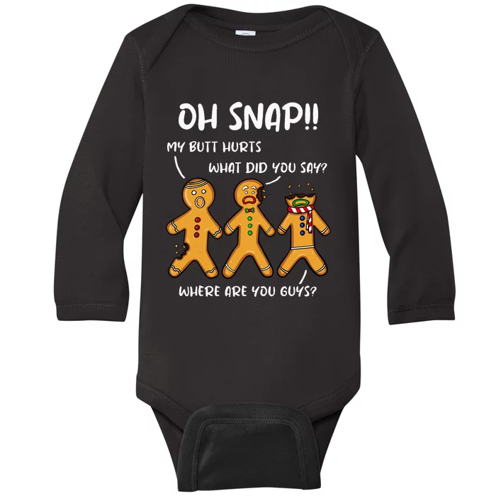 Gingerbread Man Cookie Oh Snap Christmas Funny Baby Long Sleeve Bodysuit