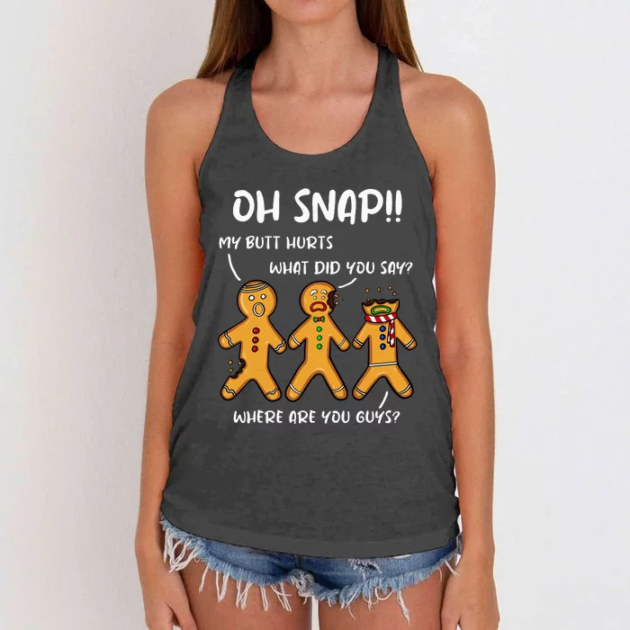 Gingerbread Man Cookie Oh Snap Christmas Funny Women's Knotted Racerback Tank