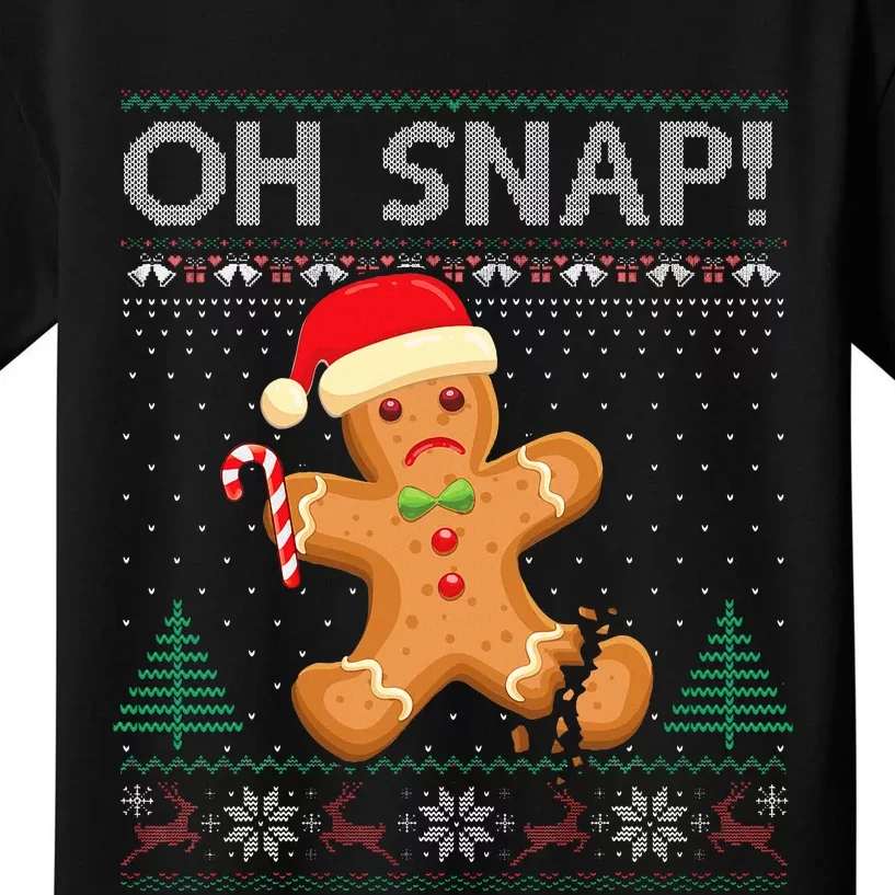 Gingerbread Man Cookie Ugly Sweater Oh Snap Xmas Kids T-Shirt