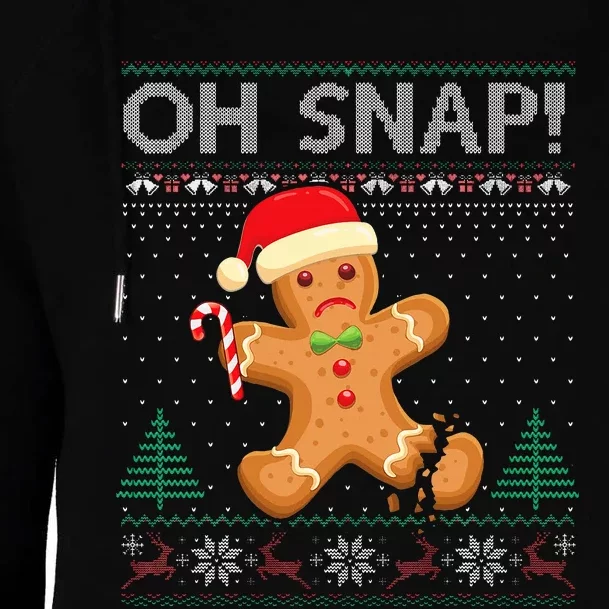 Gingerbread Man Cookie Ugly Sweater Oh Snap Xmas Womens Funnel Neck Pullover Hood