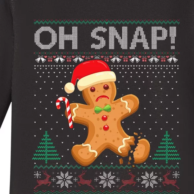 Gingerbread Man Cookie Ugly Sweater Oh Snap Xmas Baby Long Sleeve Bodysuit