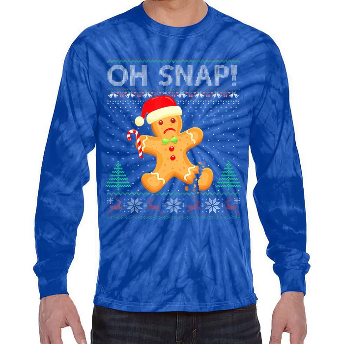 Gingerbread Man Cookie Ugly Sweater Oh Snap Christmas Tie-Dye Long Sleeve Shirt