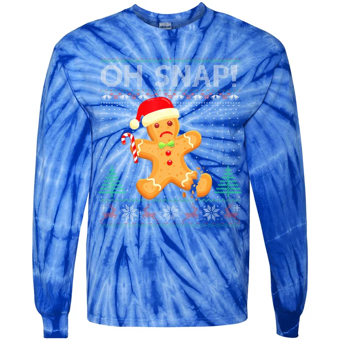 Gingerbread Man Cookie Ugly Sweater Oh Snap Christmas Tie-Dye Long Sleeve Shirt