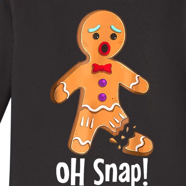 Gingerbread Man Cookie Xmas Oh Snap Funny Cute Christmas Baby Long Sleeve Bodysuit