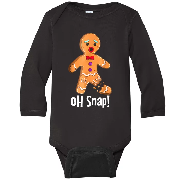 Gingerbread Man Cookie Xmas Oh Snap Funny Cute Christmas Baby Long Sleeve Bodysuit