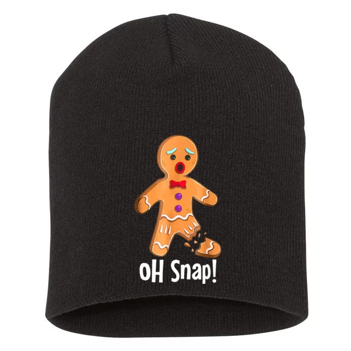 Gingerbread Man Cookie Xmas Oh Snap Funny Cute Christmas Short Acrylic Beanie