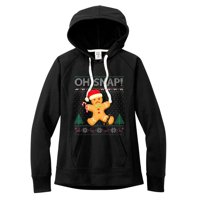 Gingerbread Man Cookie Ugly Sweater Oh Snap Xmas Women's Fleece Hoodie