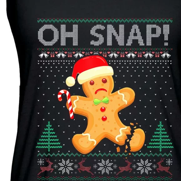 Gingerbread Man Cookie Ugly Sweater Oh Snap Xmas Ladies Essential Flowy Tank