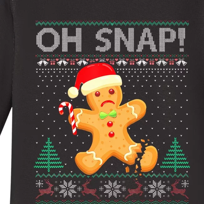 Gingerbread Man Cookie Ugly Sweater Oh Snap Xmas Baby Long Sleeve Bodysuit