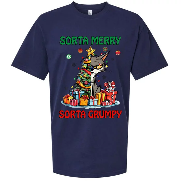 Grumpy Merry Catmas Sorta Merry Sort Grumpy Sueded Cloud Jersey T-Shirt