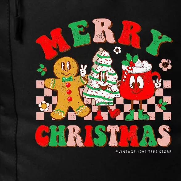 Groovy Merry Christmas Tree Cakes Gingerbread Hot Cocoa Xmas Daily Commute Backpack