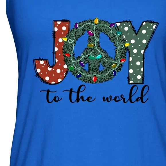 Groovy Merry Christmas Joy To Whole World Funny Xmas Lights Gift Ladies Essential Flowy Tank