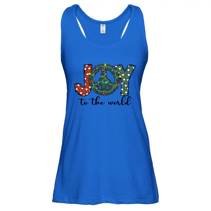 Groovy Merry Christmas Joy To Whole World Funny Xmas Lights Gift Ladies Essential Flowy Tank