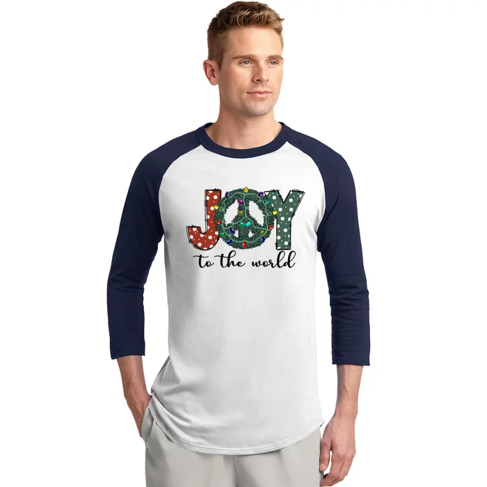 Groovy Merry Christmas Joy To Whole World Funny Xmas Lights Gift Baseball Sleeve Shirt