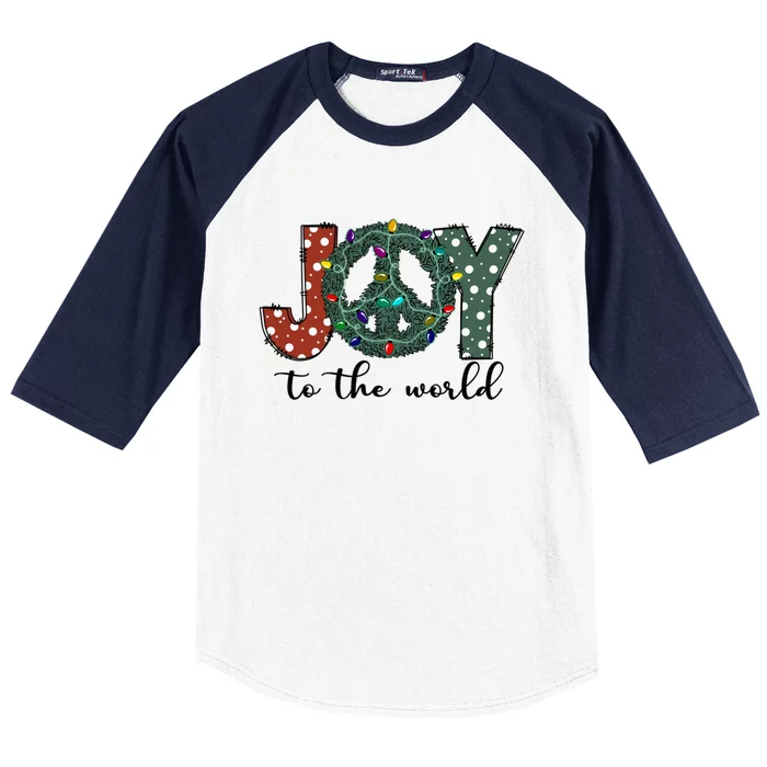 Groovy Merry Christmas Joy To Whole World Funny Xmas Lights Gift Baseball Sleeve Shirt