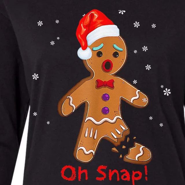 Gingerbread Man Cookie X Mas Oh Snap Funny Cute Christmas Womens Cotton Relaxed Long Sleeve T-Shirt