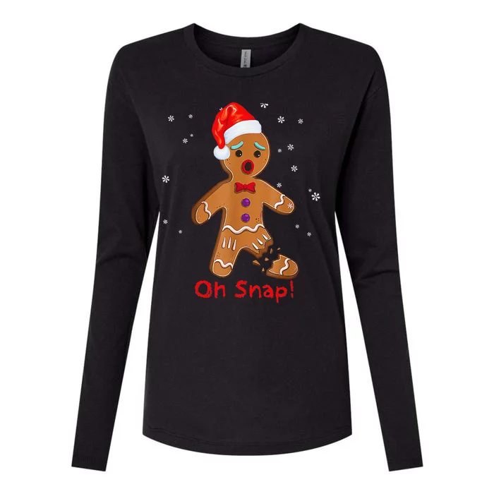 Gingerbread Man Cookie X Mas Oh Snap Funny Cute Christmas Womens Cotton Relaxed Long Sleeve T-Shirt