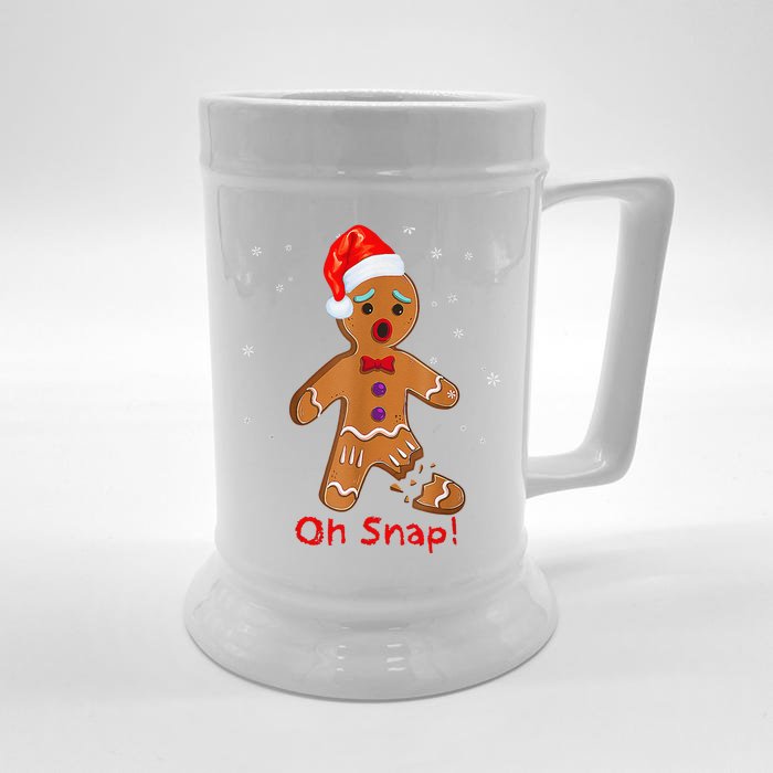 Gingerbread Man Cookie X Mas Oh Snap Funny Cute Christmas Front & Back Beer Stein