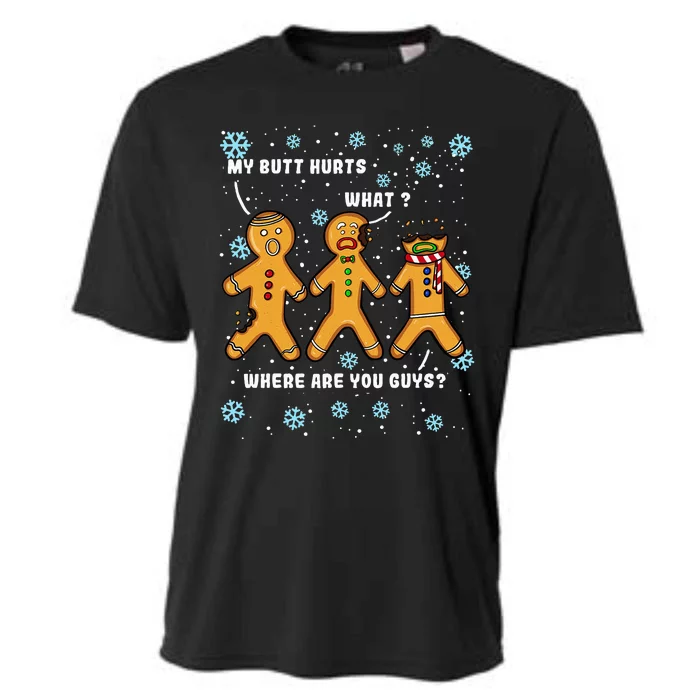 Gingerbread Man Cookie My Butt Hurts Funny Christmas Cooling Performance Crew T-Shirt