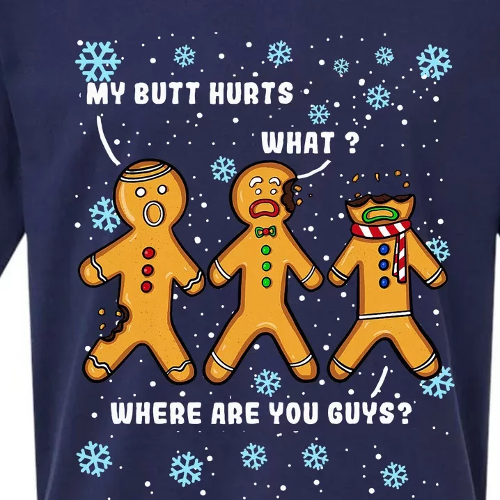 Gingerbread Man Cookie My Butt Hurts Funny Christmas Sueded Cloud Jersey T-Shirt